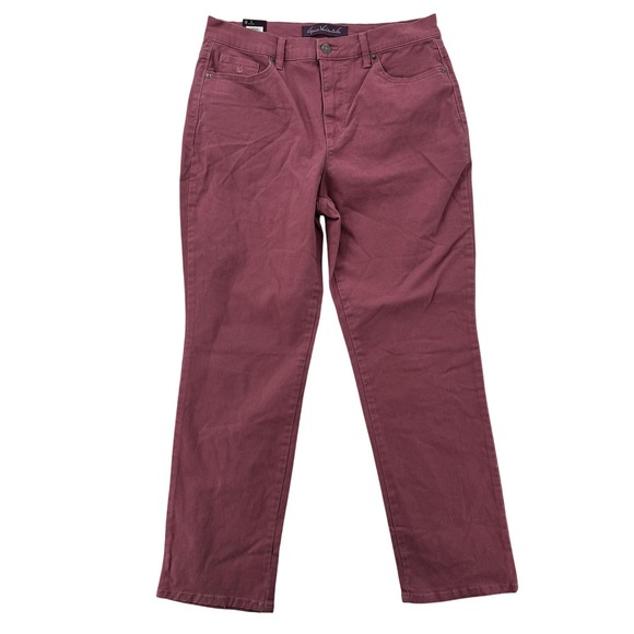 Gloria Vanderbilt Jeans Womens 12 Average Burgundy Amanda Tapered Leg Stretch - Picture 1 of 10